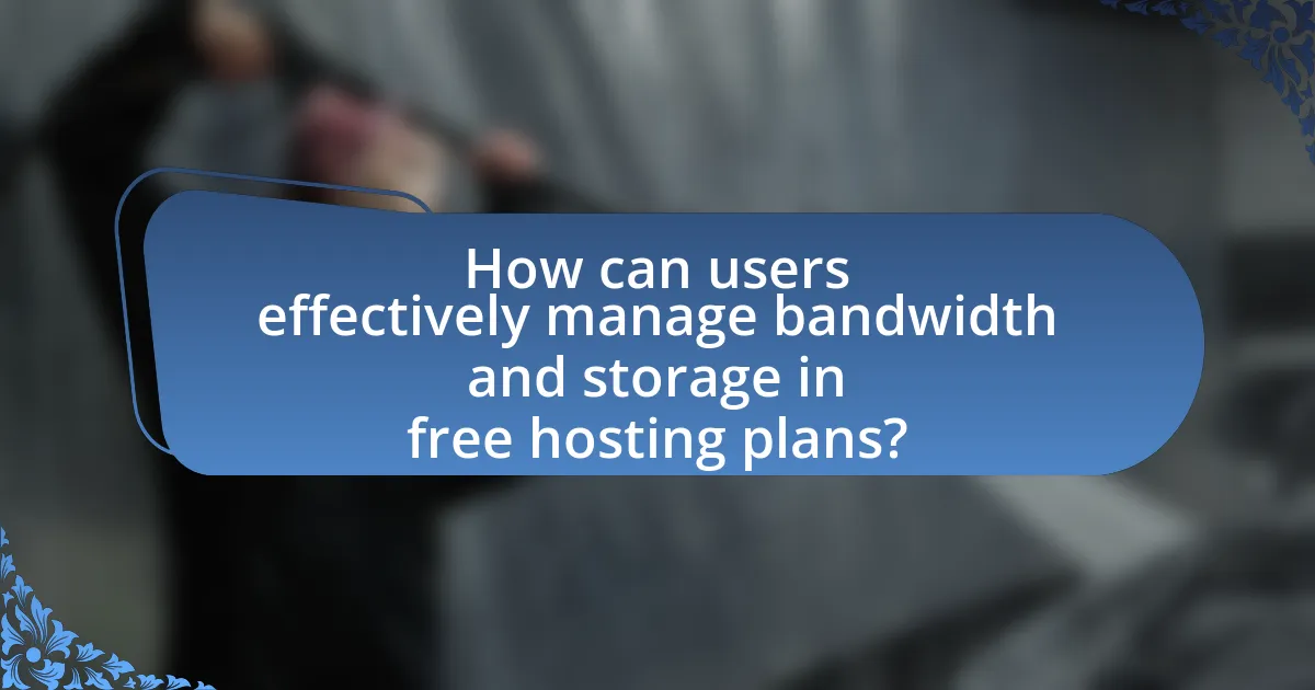 How can users effectively manage bandwidth and storage in free hosting plans?