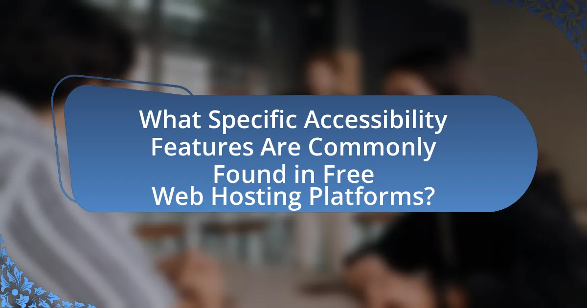 What Specific Accessibility Features Are Commonly Found in Free Web Hosting Platforms?
