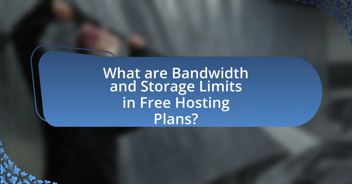 What are Bandwidth and Storage Limits in Free Hosting Plans?