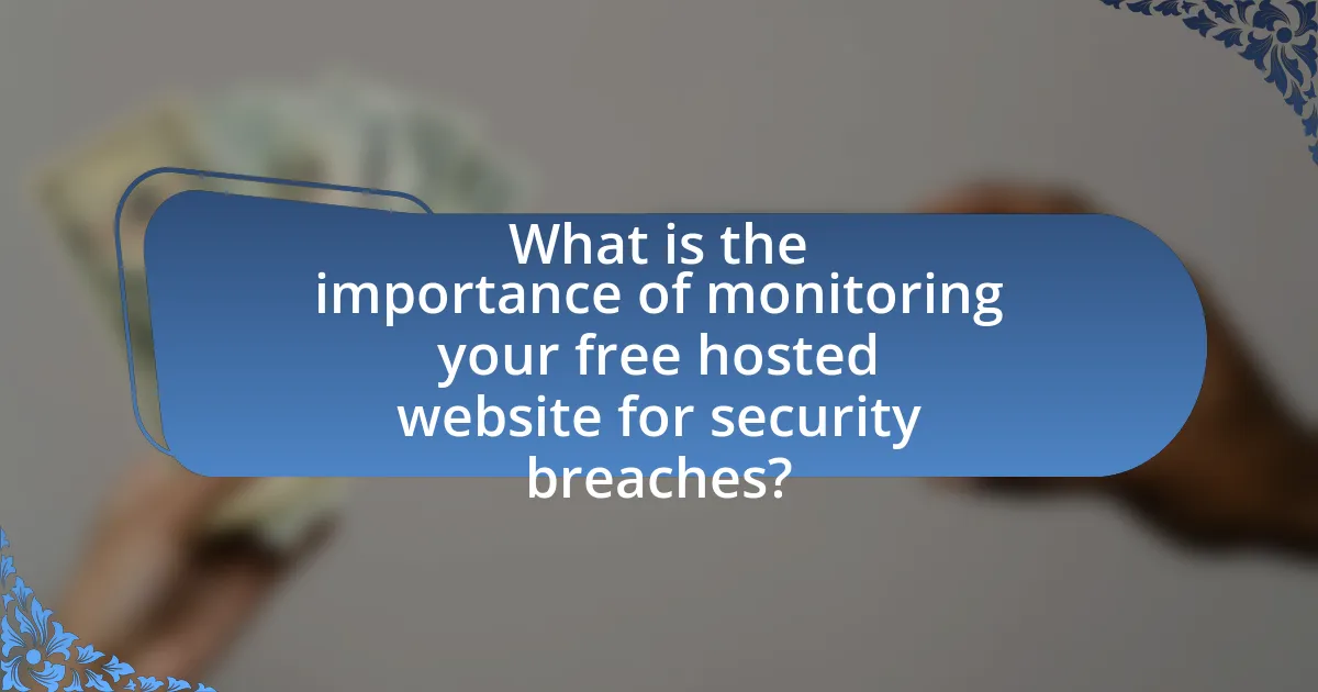 What is the importance of monitoring your free hosted website for security breaches?